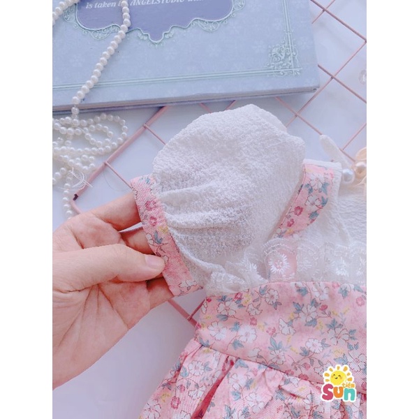 𝗧𝗮̣̆𝗻𝗴 𝘁𝘂𝗿𝗯𝗮𝗻 𝘃𝗮̀ 𝗴𝗶𝗮̀𝘆 𝘃𝗮̉𝗶 Body cho bé gái size 4-12kg  Vải thô hoa phối thô xốp mềm mát