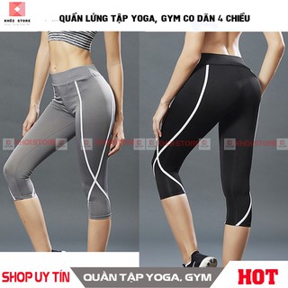 Quần tập gym yoga lửng co dãn 4 chiều nữ/ Khói Store - k106