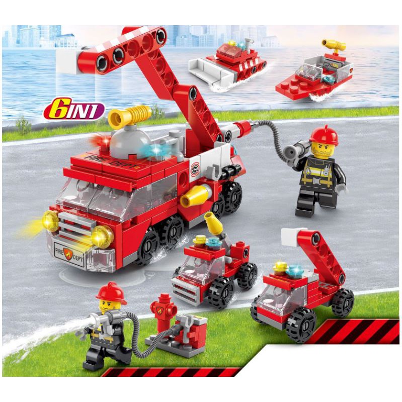 BỘ ĐỒ CHƠI XẾP HÌNH LEGO 6 IN 1 137 CHI TIẾT XE CỨU HỎA