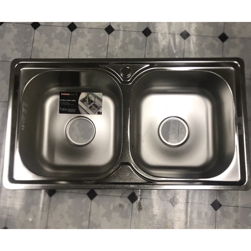 Chậu rửa bát 2 hố Sơn Hà chống ồn 78x42x18
