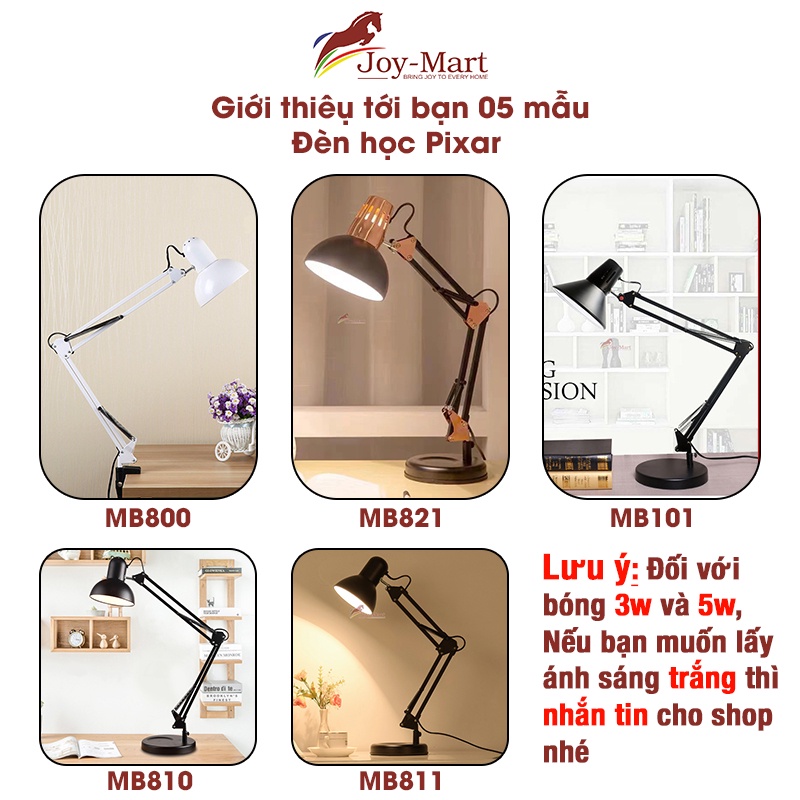 Đèn Bàn Học Pixar Chống Cận Thị ♥️JOYMART♥️ Đèn Học Để Bàn Tặng Kèm Bóng LED 9W ASIA Có Đế Tròn Và Kẹp