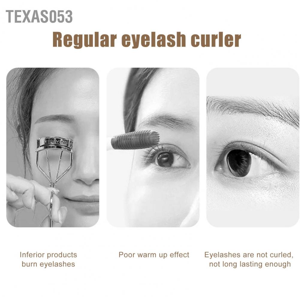 Texas053 Texas053 Dụng cụ uốn lông mi làm nóng bằng điện USB Sạc lâu dài Uốn nhanh Máy được sưởi ấm di động