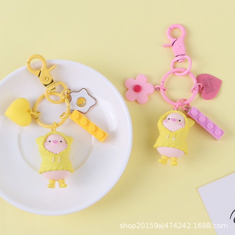 Mới Móc Khóa Hình Heo Mặc Áo Mưa Xinh Xắn