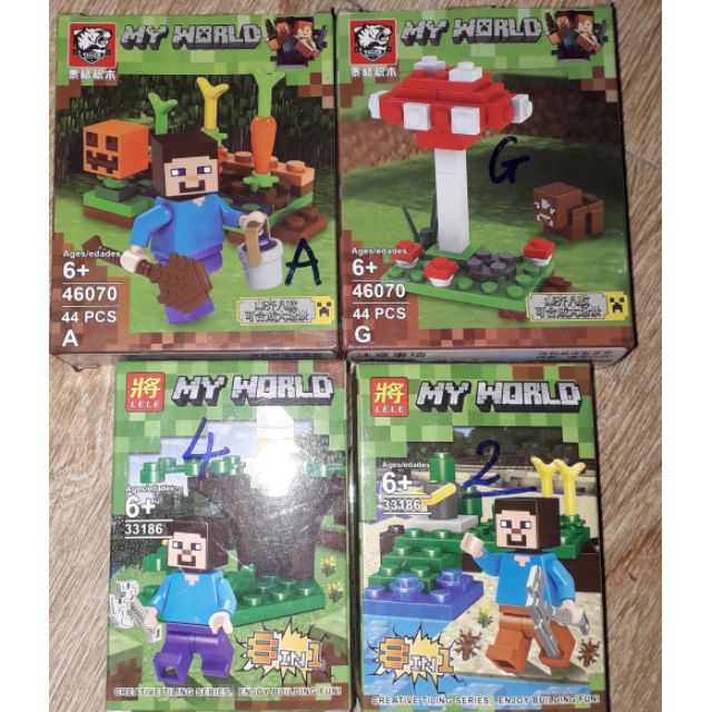 Lắp ráp 1 hộp Lego_MineCraff_MyWord 46070 hoặc 33186 có nhiều chi tiết bằng nhựa ABS