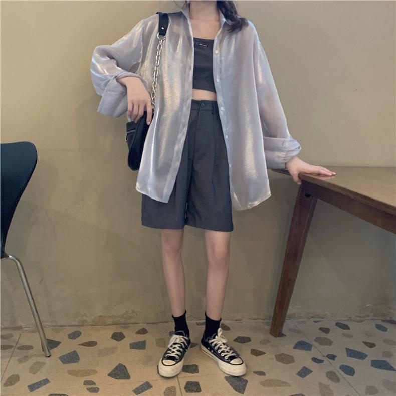 Áo Cardigan Chiffon Lụa Sáng Tay Dài Chống Nắng Tia Cực Tím Phong Cách Mới Mùa Hè Dễ Phối Đồ Thời Trang Cho Nữ 2022