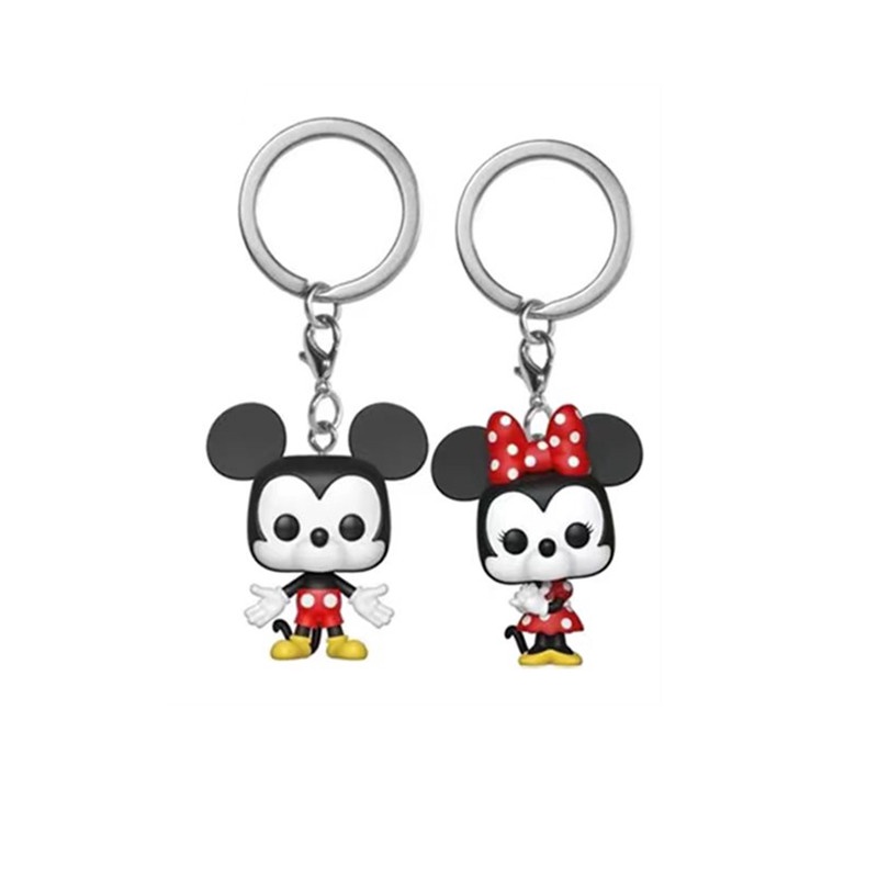 DISNEY Set 2 Móc Khóa Funko POP Hình Chuột Mickey Minnie Lilo & Stitch Dễ Thương