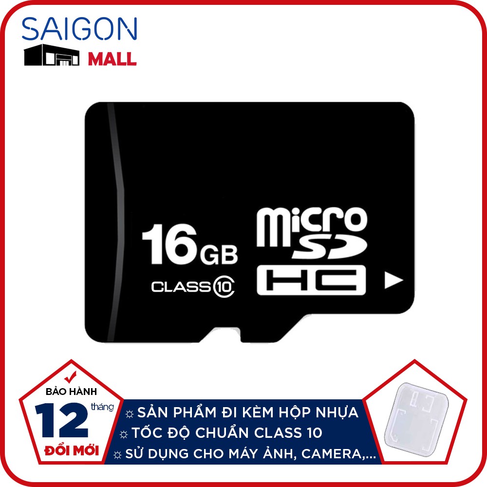 Thẻ nhớ 16GB microSDHC OEM đi kèm hộp nhựa - Bảo hành 1 năm đổi mới