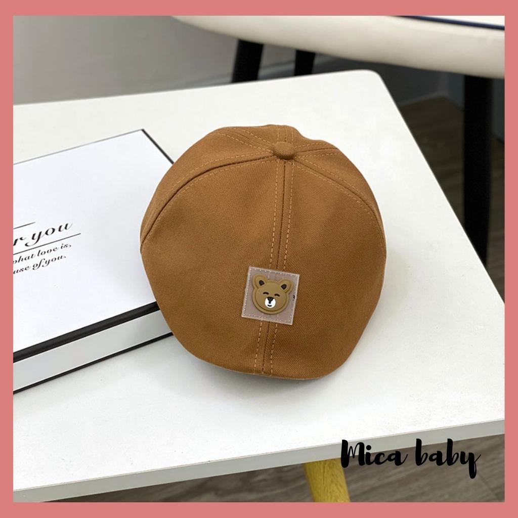Mũ bere chất liệu kaki đính hình cún dễ thương cho bé MH174 Mica baby