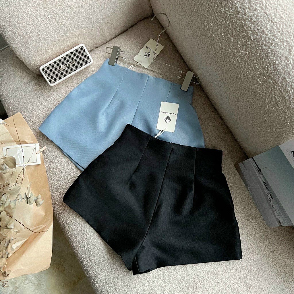 Quần short lưng cao xếp ly eo, 4 màu