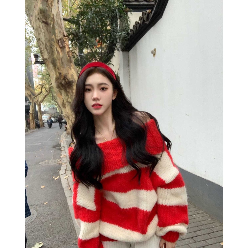 Áo Sweater Đỏ Thiết Kế Năm Mới 2021 Phong Cách Giáng Sinh Cho Nữ