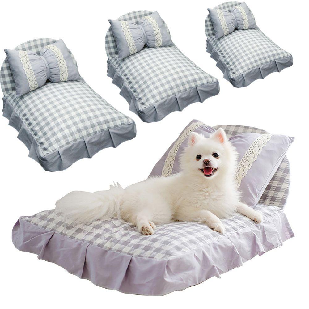 1 Bộ Giường Ngủ Cho Mèo Kiểu Công Chúa Mềm Mại Giặt Được Kèm Gối