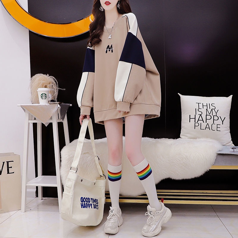 Áo Nỉ Cổ Tròn Dáng Rộng Thiết Kế Mới Thời Trang Theo Phong Cách Hàn Quốc Dành Cho Nữ