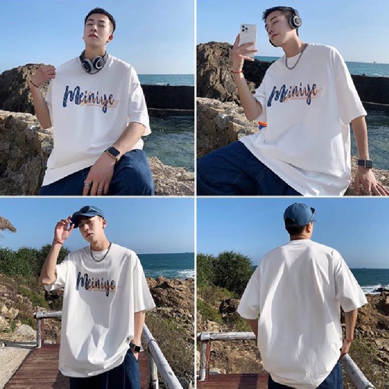 Áo Thun Tay Ngắn Dáng Rộng In Chữ Phong Cách Hip Hop Hàn Quốc Thời Trang Mùa Hè Cho Nam size M-8XL