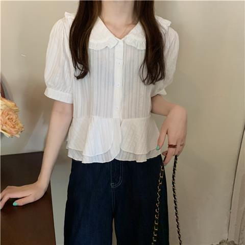 Áo kiểu BH tay phồng cổ sơ mi dáng rộng thời trang mùa xuân dành cho nữ 2022