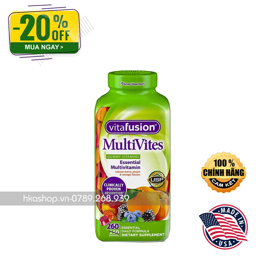 Vitafusion Multivitamin Gummies - Kẹo dẻo 260 viên - Multivites