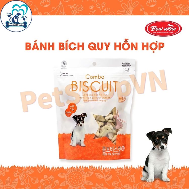 Snack Bánh Thưởng Bích Quy Hỗn Hợp Cho Chó BOWWOW Túi 220G