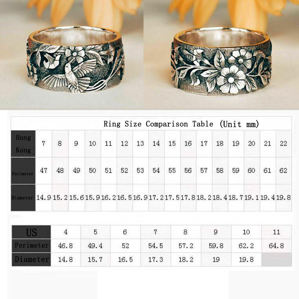 Nhẫn Họa Tiết Hoa Và Chim Ruồi Kích Thước 5-10 Thời Trang
