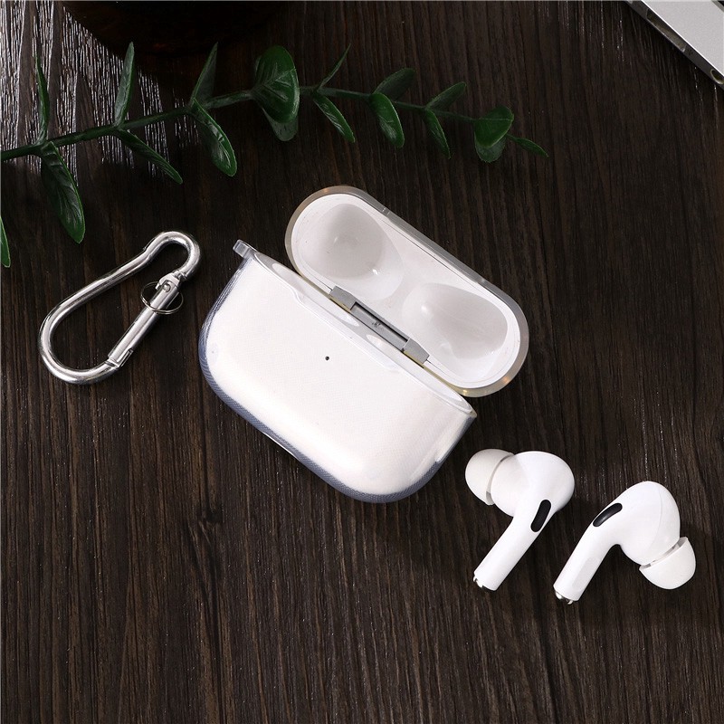 ỐP Vỏ Case Bọc Tai Nghe AirPod Pro / Airpod 1 / 3 / 2 Chất Liệu Silicon TPU Dẻo Trong Suốt Chống Bám Bụi kèm móc