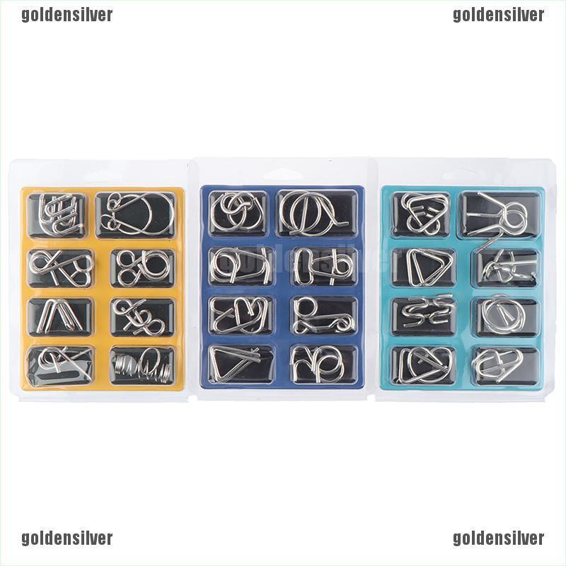 Bộ 8 đồ chơi giải đố bằng kim loại rèn luyện trí não