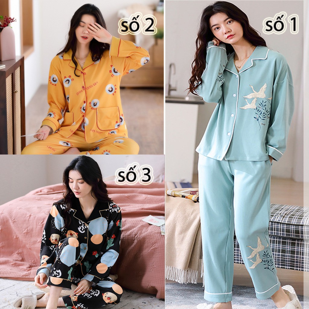 Đồ bộ Pijama dài tay(đồ mặc nhà) chất vải Cotton 100% style Hàn Quốc, sài rất thoải mái- Shop Thủy Bông
