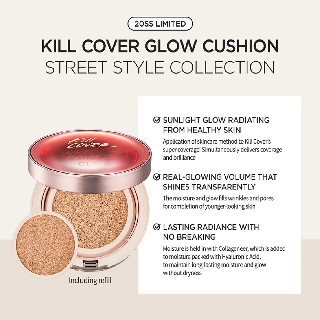 Phấn Nước Trang Điểm Clio Kill Cover Glow Cushion 20Ss Limited 15gx2