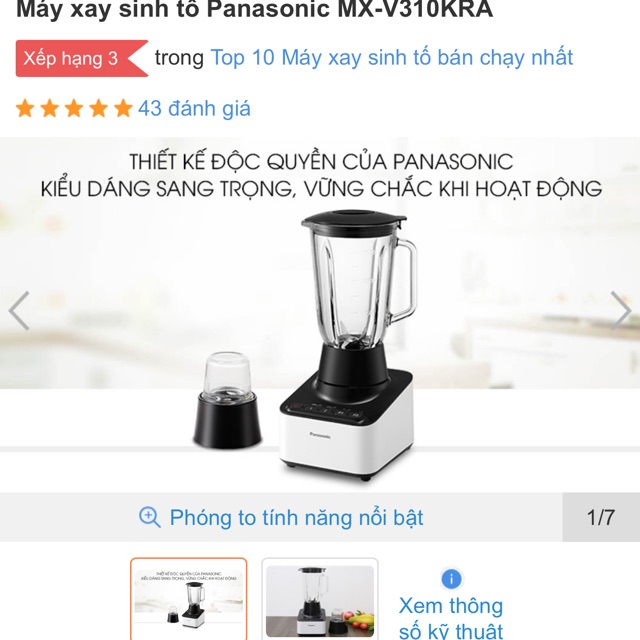 Máy xay sinh tố Panasonic MX-V310KRA NEW