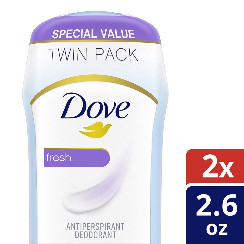 Lăn Khủ Mùi Dove Invisible Solid Antiperspirant Deodorant Stick Powder, 2.6 oz, 2 Coun