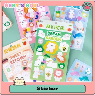 Set 2 tấm sticker bear ice cream dễ thương trang trí sổ tay