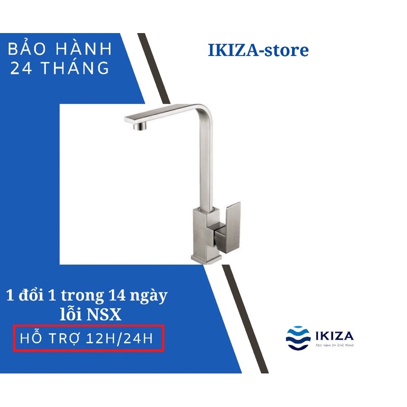 Vòi rửa bát vuông, vòi rửa bát chén nóng lạnh inox 304 vuong dẹt ikiza tại hà nội, IK544N