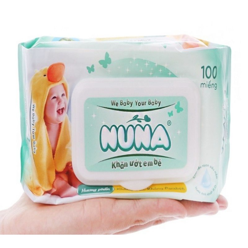 Combo 2 khăn giấy ướt Nuna tặng GVS Let-green 15*21cm/tờ.