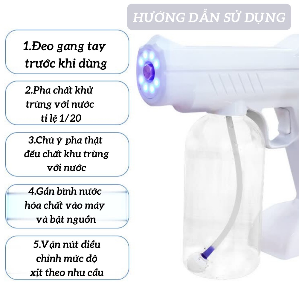 Máy phun khử khuẩn , máy khử trùng Nano cầm tay Atomizer tia UV an toàn tiện lợi TIME HOME