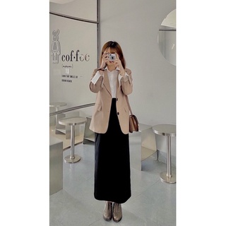 Chân váy đen dài basic feedback cuối ) ib chọn chiều dài