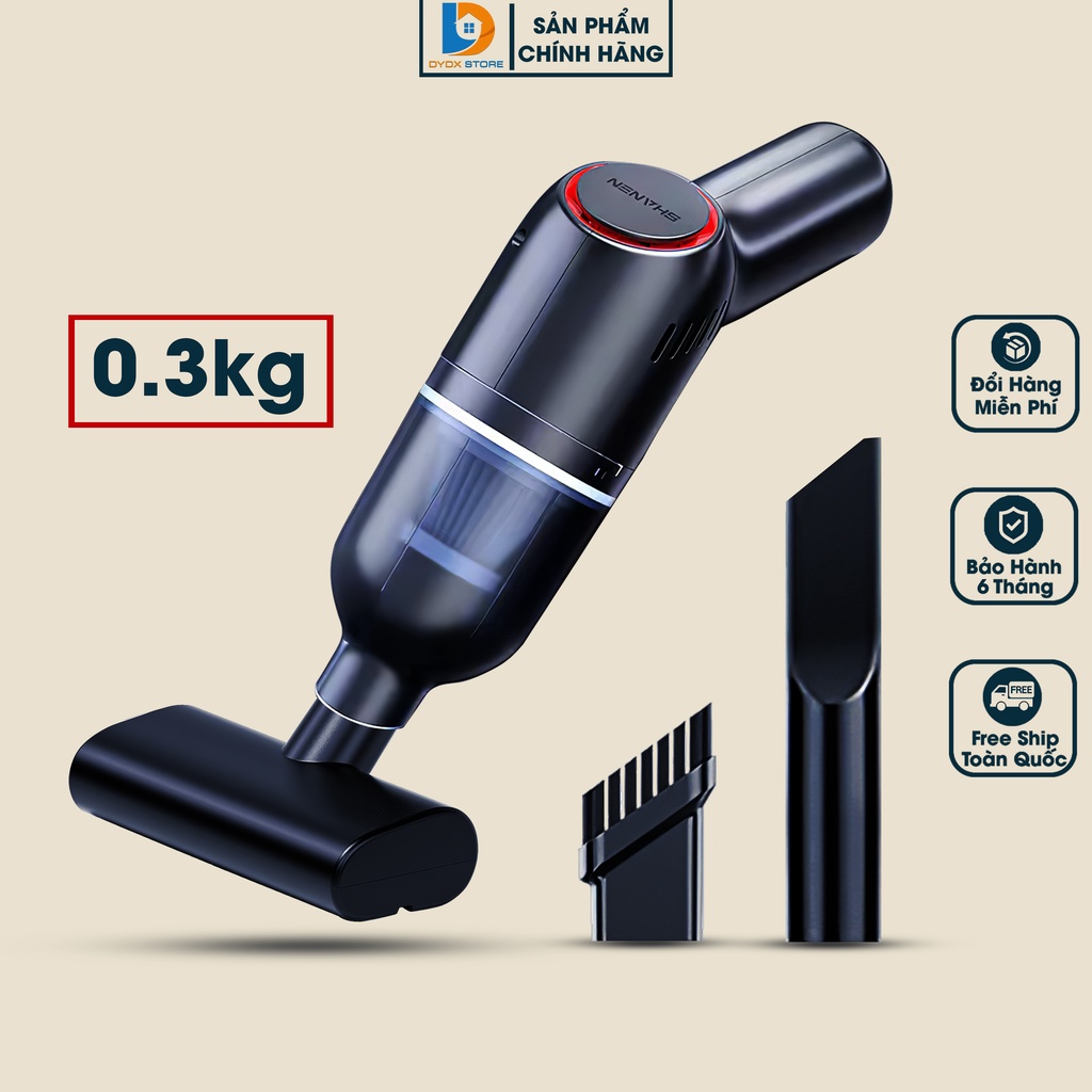 Máy hút bụi cầm tay mini đa năng SHANEN, Máy hút bụi ô tô, nhà ở không dây tiện dụng hút đệm, sàn tốt, sạc Pin nhanh