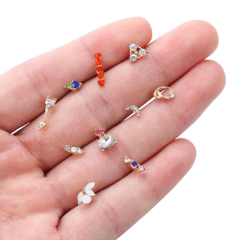 Set 10 Đôi Bông Tai Thời Trang Cho Nữ|Vòng Tròn Màu Sắc Đa Dạng
