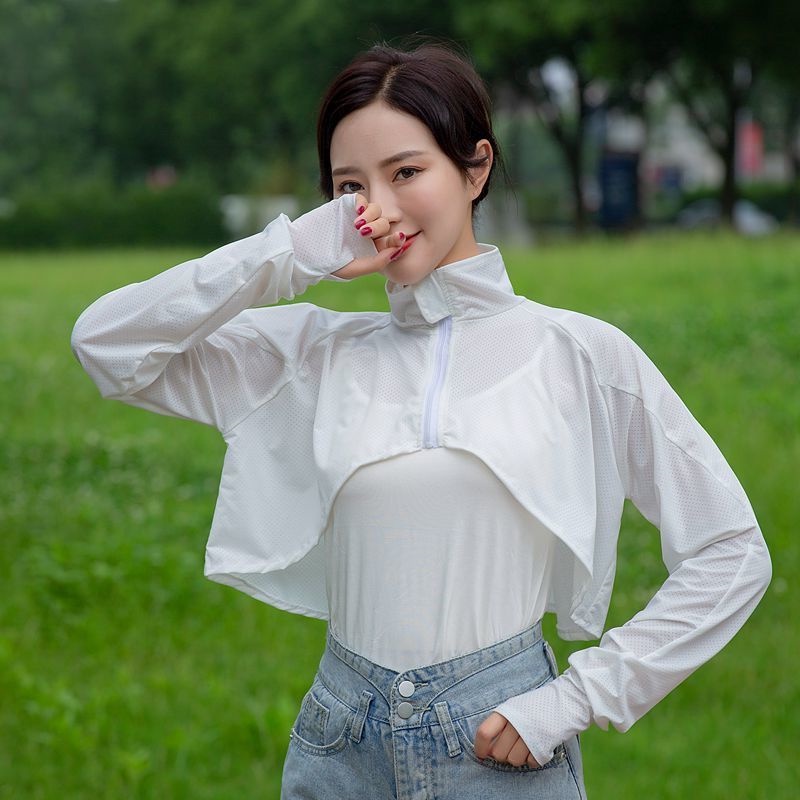 Áo Choàng Lụa Lạnh Mỏng Tay Dài Che Nắng Chống Tia Uv Dành Cho Nữ Đi Xe Đạp Vào Mùa Hè