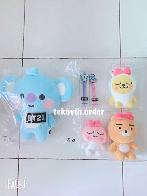 (Sẵn Cooky) Móc khoá lông xù - Baby keyring BT21 chính hãng