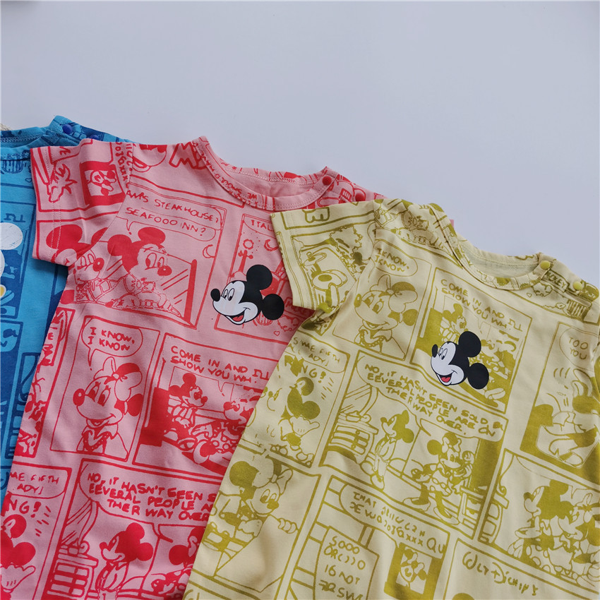 Bộ Áo Liền Quần Tay Ngắn Hoạ Tiết Hoạt Hình Đáng Yêu Cho Bé Trai