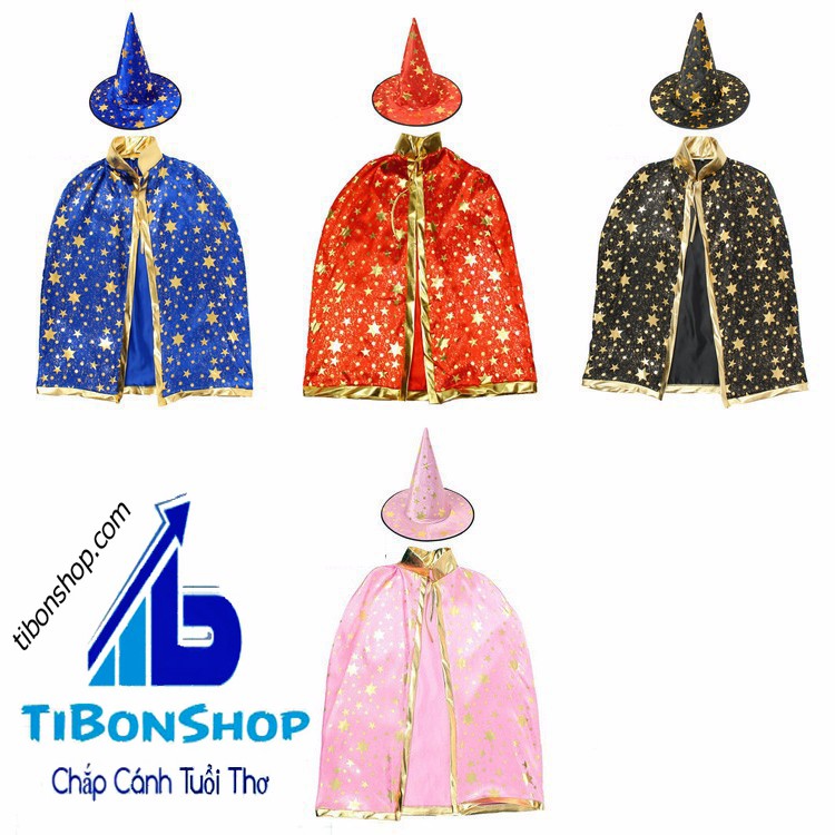 Trang Phục hóa Trang halloween-SET phù thủy áo choàng và nón