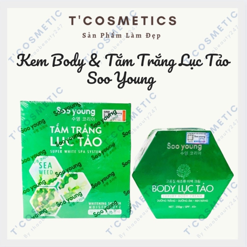 Combo Kem Body - Tắm Trắng Lục Tảo Soo Young