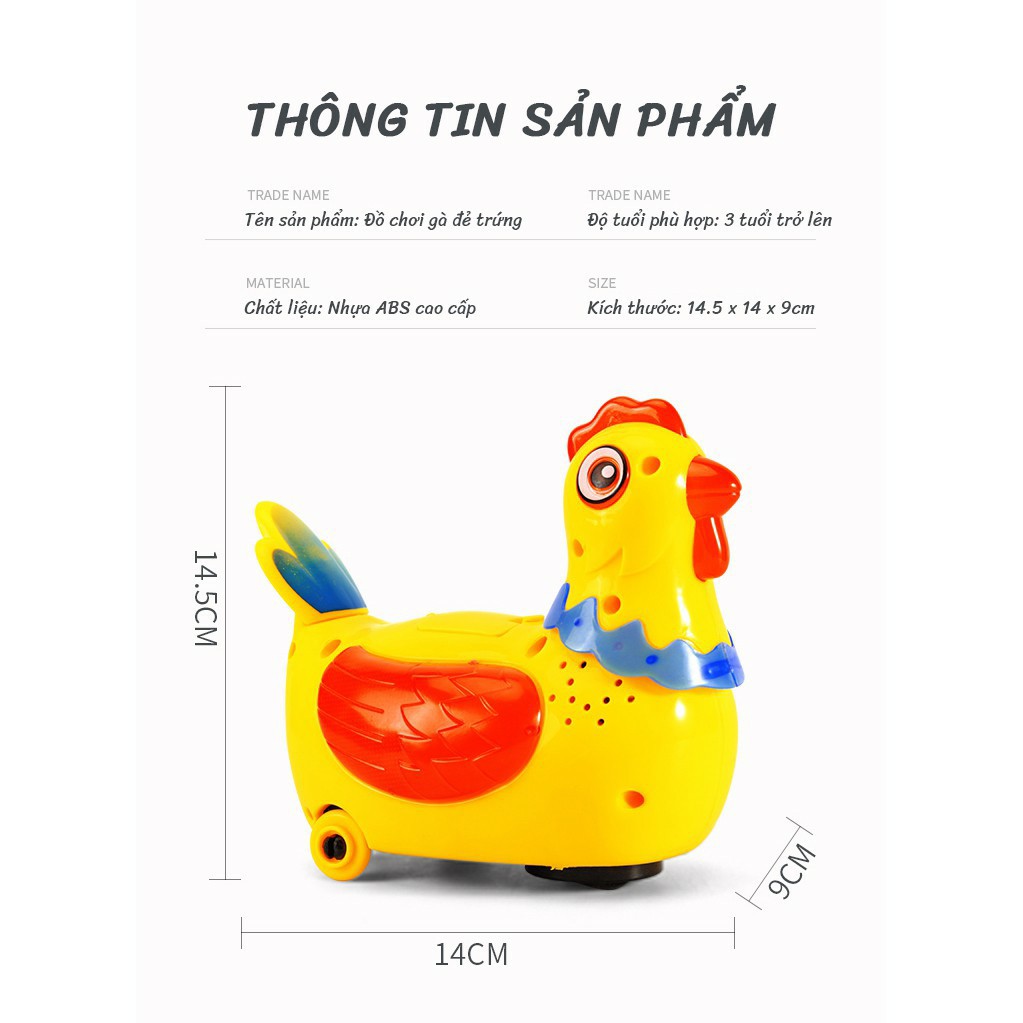 Đồ chơi Gà mái đẻ trứng dành cho trẻ em từ 3 tuổi-Nhựa ABS cao cấp-Có âm nhạc dễ thương,kể chuyện,dạy tiếng anh