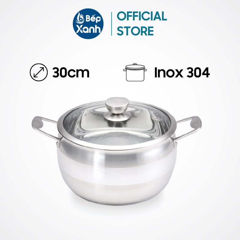 Nồi inox 304 cao cấp Malloca SA-099 nắp kính (30cm)