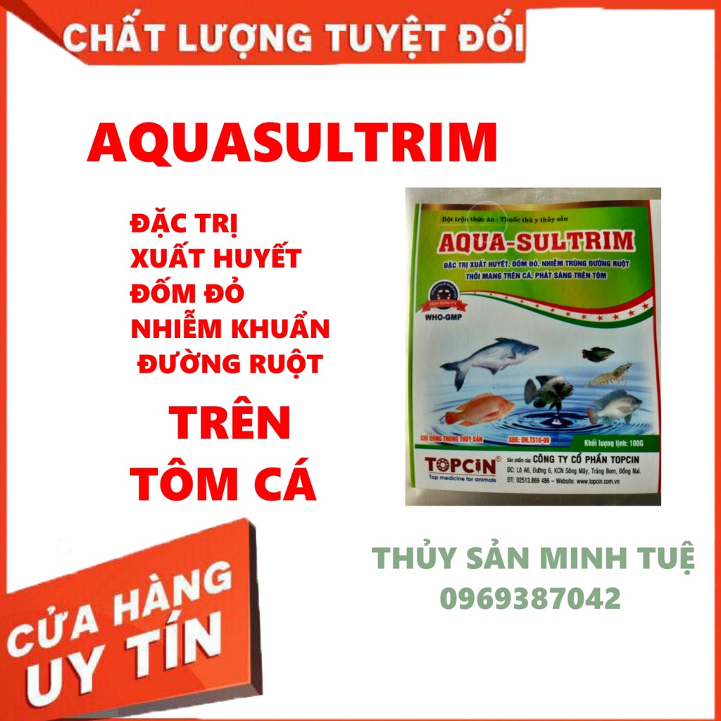 Thuốc thủy sản, xuất huyết, đốm đỏ, đường ruột, thối mang AQUA-SULTRIM - Thủy Sản Minh Tuệ