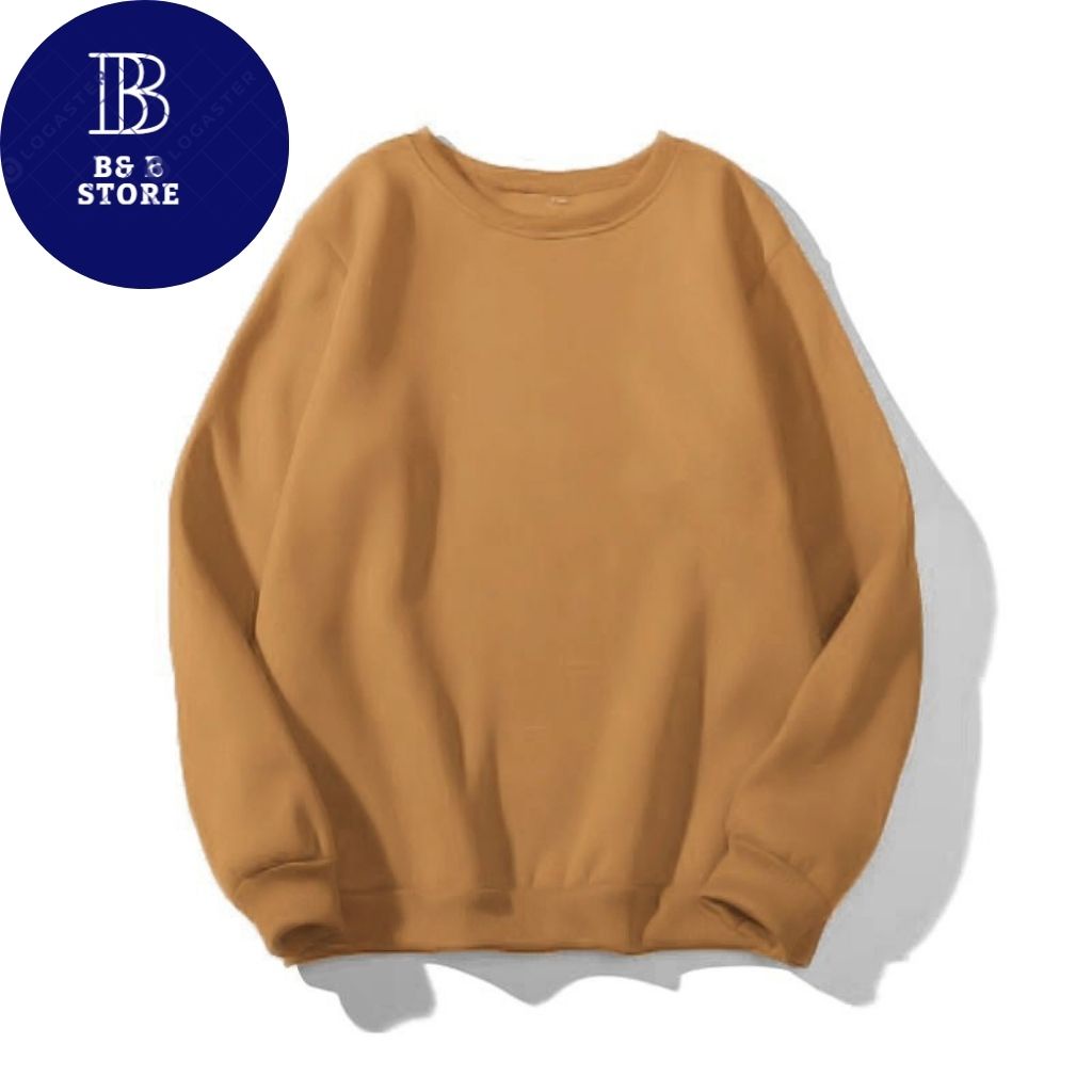 Áo sweater trơn nam nữ form rộng, áo tay dài unisex nỉ bông dày mềm mịn