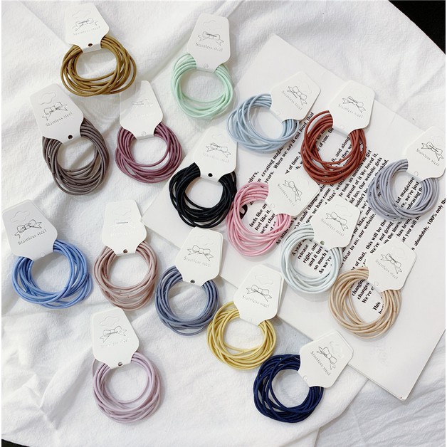 10pcs/Set Solid Color  Simple Hair Ties High Elasticity  Hair Rope Set Dây Cột Tóc Cao Su 5cm