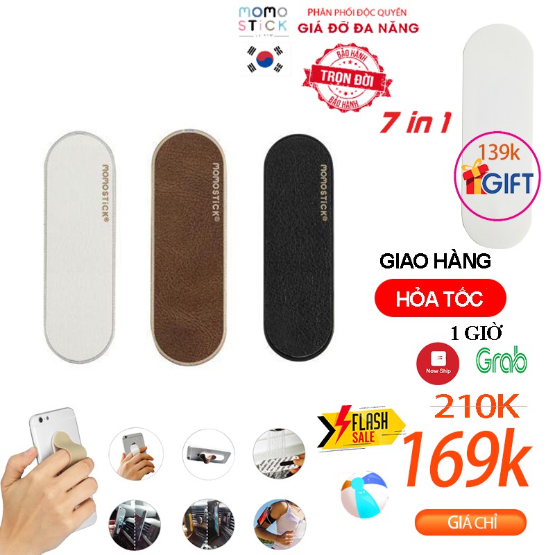 Giá Đỡ ĐT Đa Năng 7 in 1 Momostick Chính Hãng_Bảo Hành Trọn Đời_Móc giữ điện thoại_Mẫu Da