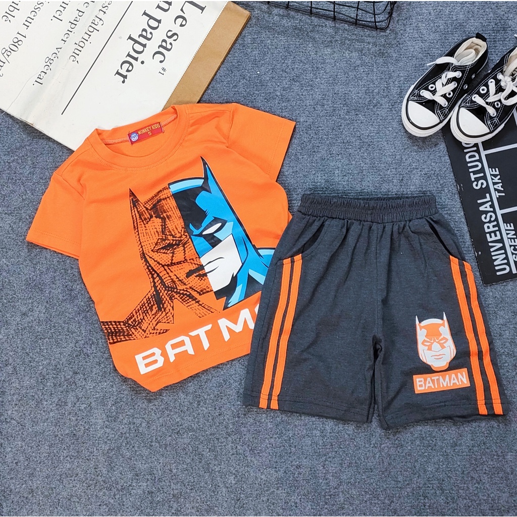 Bộ siêu nhân tay ngắn quần đùi bé trai size đại 23-42kg thun cotton 4c chính phẩm Pikakid's