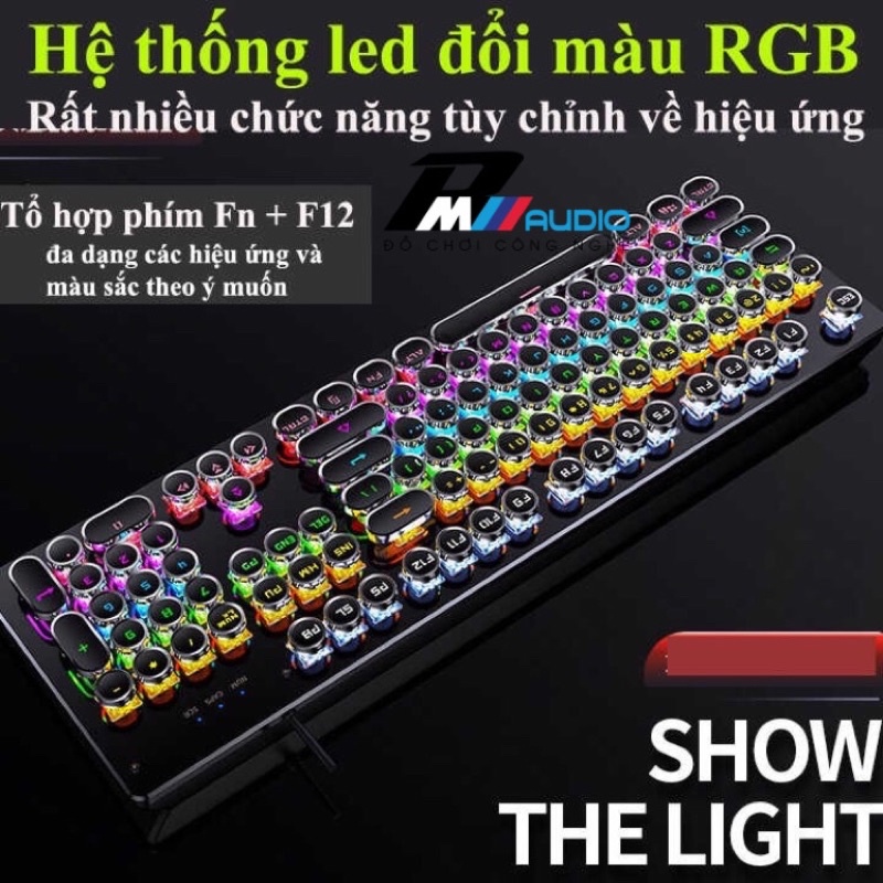 Bàn phím cơ Gaming YINDIAO ZK-4 Blue / Black Switch, Nút tròn,nhiều chế độ led (Đen) -BMVAUDIO