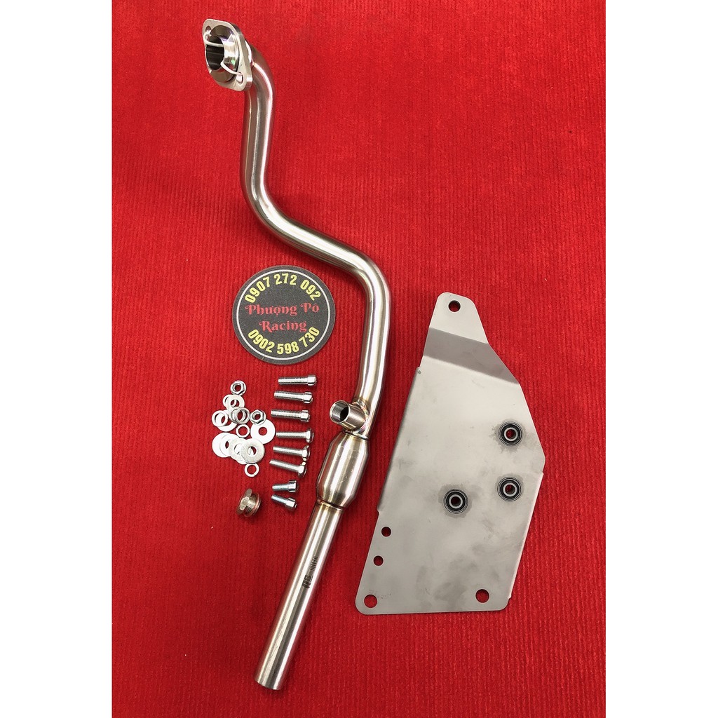 Bộ pas & cổ R8 gắn lon pô 4road nhập khẩu inox 304 cho SH Ý / Dylan