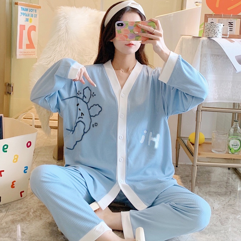 Bộ ngủ nữ , Đồ bộ piyama đẹp thời trang chất đũi xốp mềm mịn thoáng mát mặc ở nhà 4 mùa BNN004