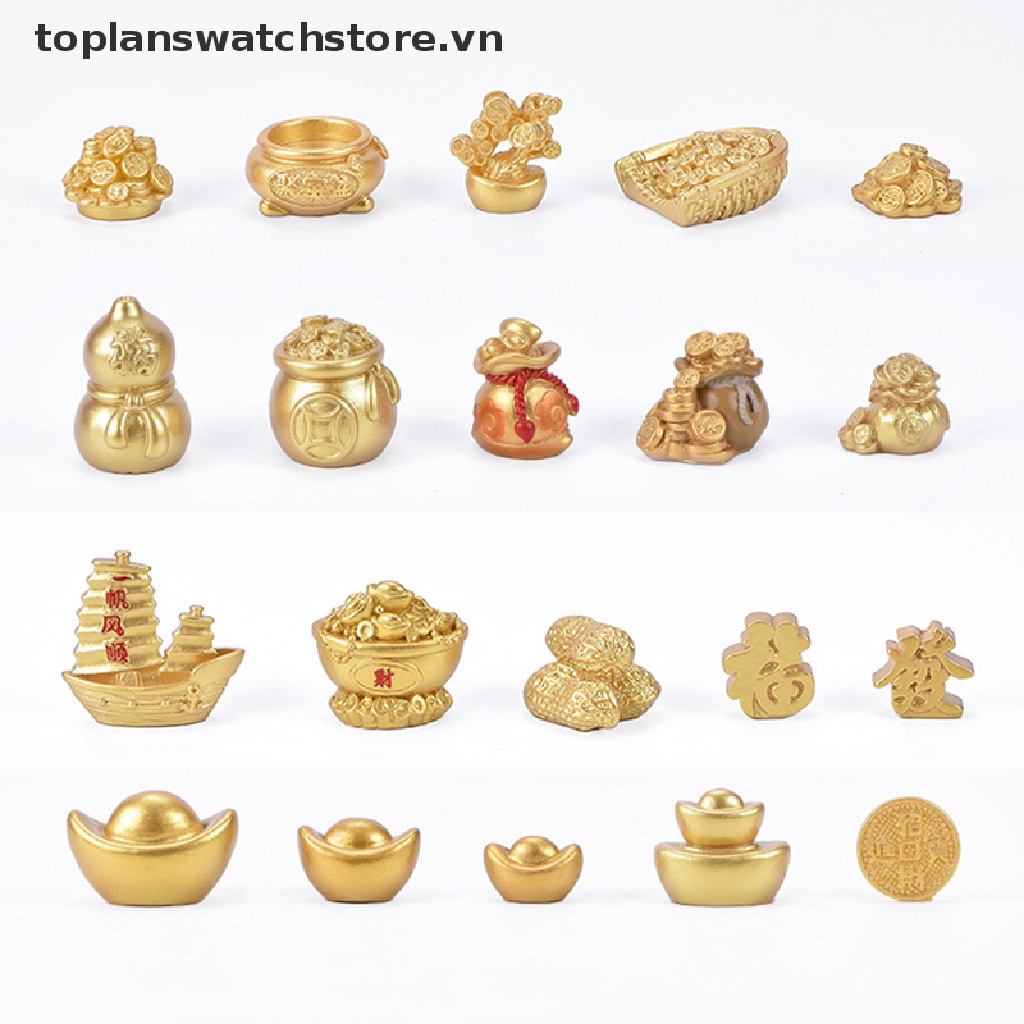Phụ Kiện Trang Trí Phong Cảnh Năm Mới Bằng Nhựa Resin Màu Vàng DIY